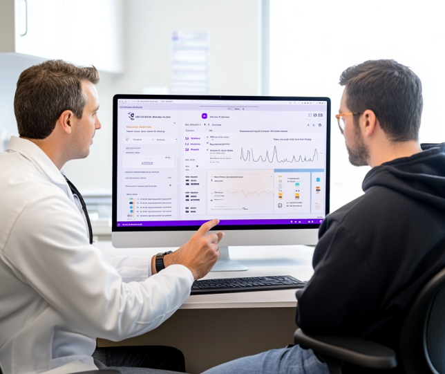 Doctor and patient using KnowRisk platform
