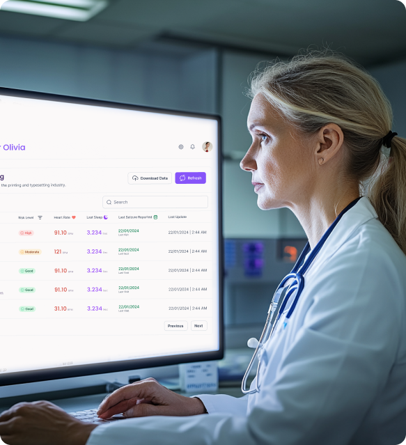 Doctor working with data
